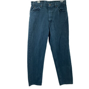 Vtg Levis 550 Jeans Women 32 x 30‎ Dark Teal Blue Relaxed Altered Hem High Rise